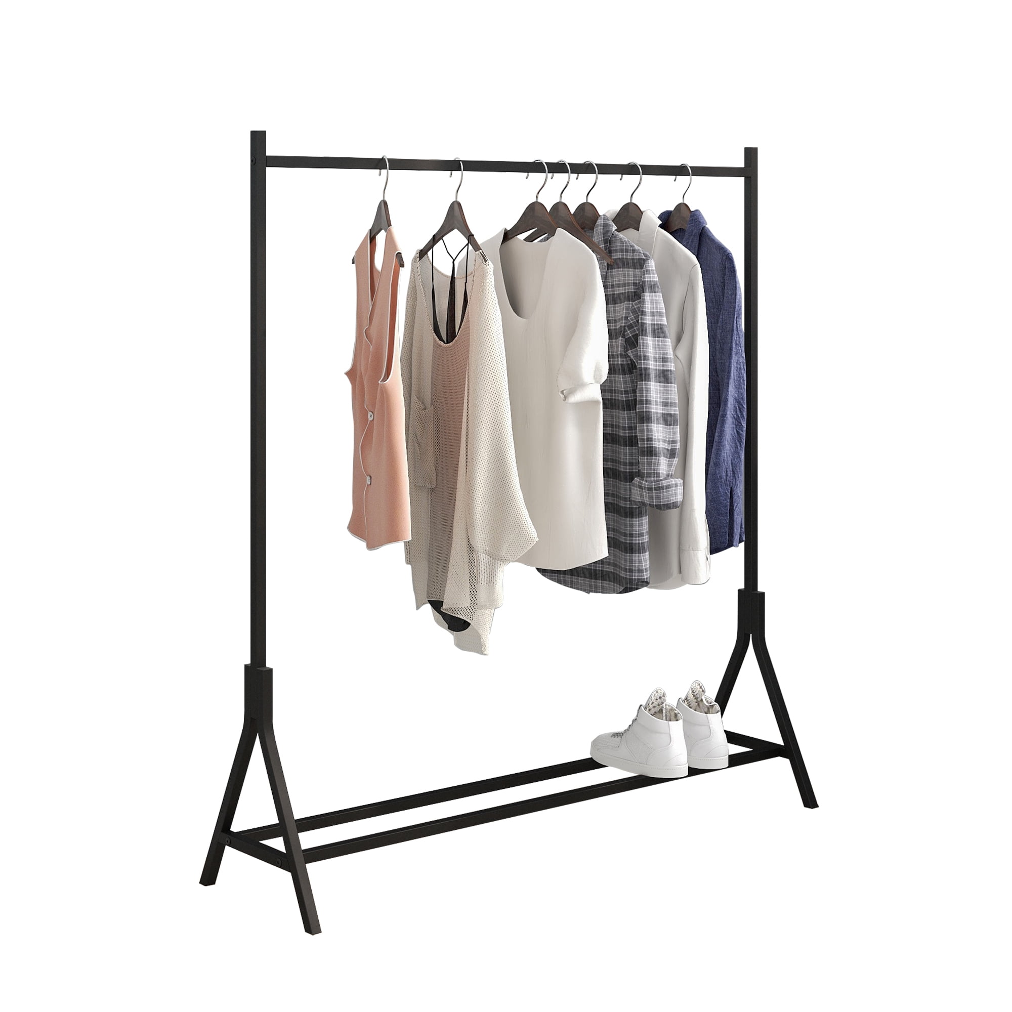 MAYEERTY Multifunctional Single Pole Freestanding Clothing Rack for Bedroom, White