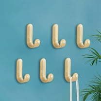 Nkmbld 6PC Adhesive Hooks for Hanging, Household Plastic Hooks No Punch Non Marking Hanging Buckle Strong Load Bearing Sticky Wall Hooks, Yellow