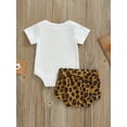 thumbnail image 4 of Baby Summer Clothes Short Sleeved Letter Romper + Drawstring Leopard Shorts 2 Piece Outfits Set, 4 of 7