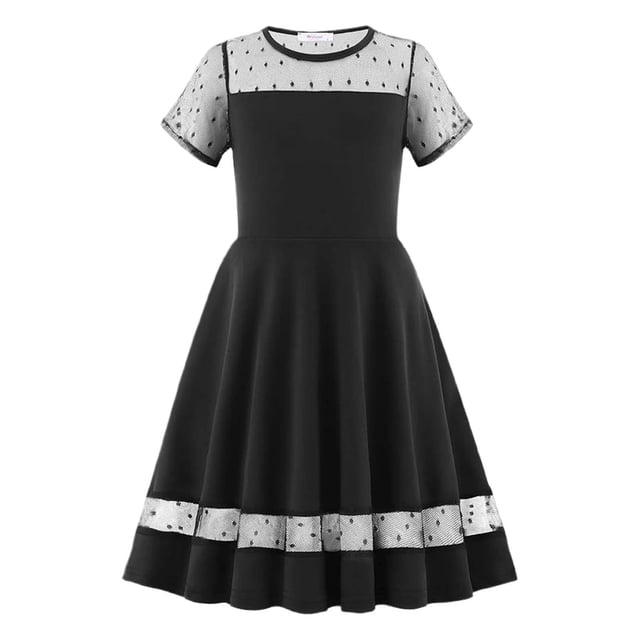 Robes Tendance pour Filles pour Usage Quotidien Décontracté Robe Classique à Col Rond en Maille pour Âges 6 13 Tenue Parfaite Printemps et Été avec Options de Coiffure Polyvalentes