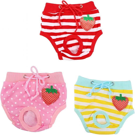GASTROPOD 3Pcs Comfortable Cotton Dog Diapers for Female Dogs Washable Pants for Menstruation and Heat Size Reusable Absorbent Pet Diapers for Cats and Dogs