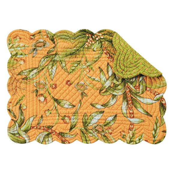 Barbados Sunset Quilted Single Placemat Scallop Edge, 13" x 19"