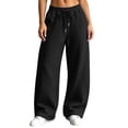 thumbnail image 6 of VBVC Women's Fall Seam Front Baggy Sweatpants , Drawstring Wide Leg Jogger Pants For Women , Ladies' Y2K Stretchy Trousers with Pockets , Black , S-2XL, 6 of 10