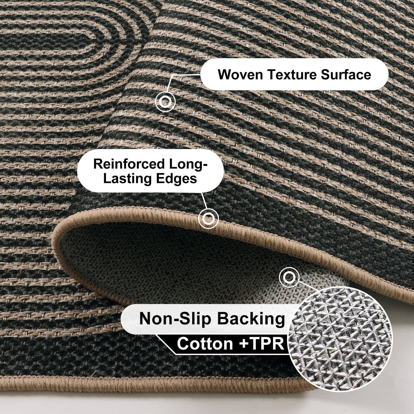 RUG ROBOT Modern Rainbow 2'x3' Rugs for Entryway, Washable Easy Jute Indoor Outdoor Rug, Non Slip Farmhouse Small Door Mat for Kitchen Bathroom Deck Patio