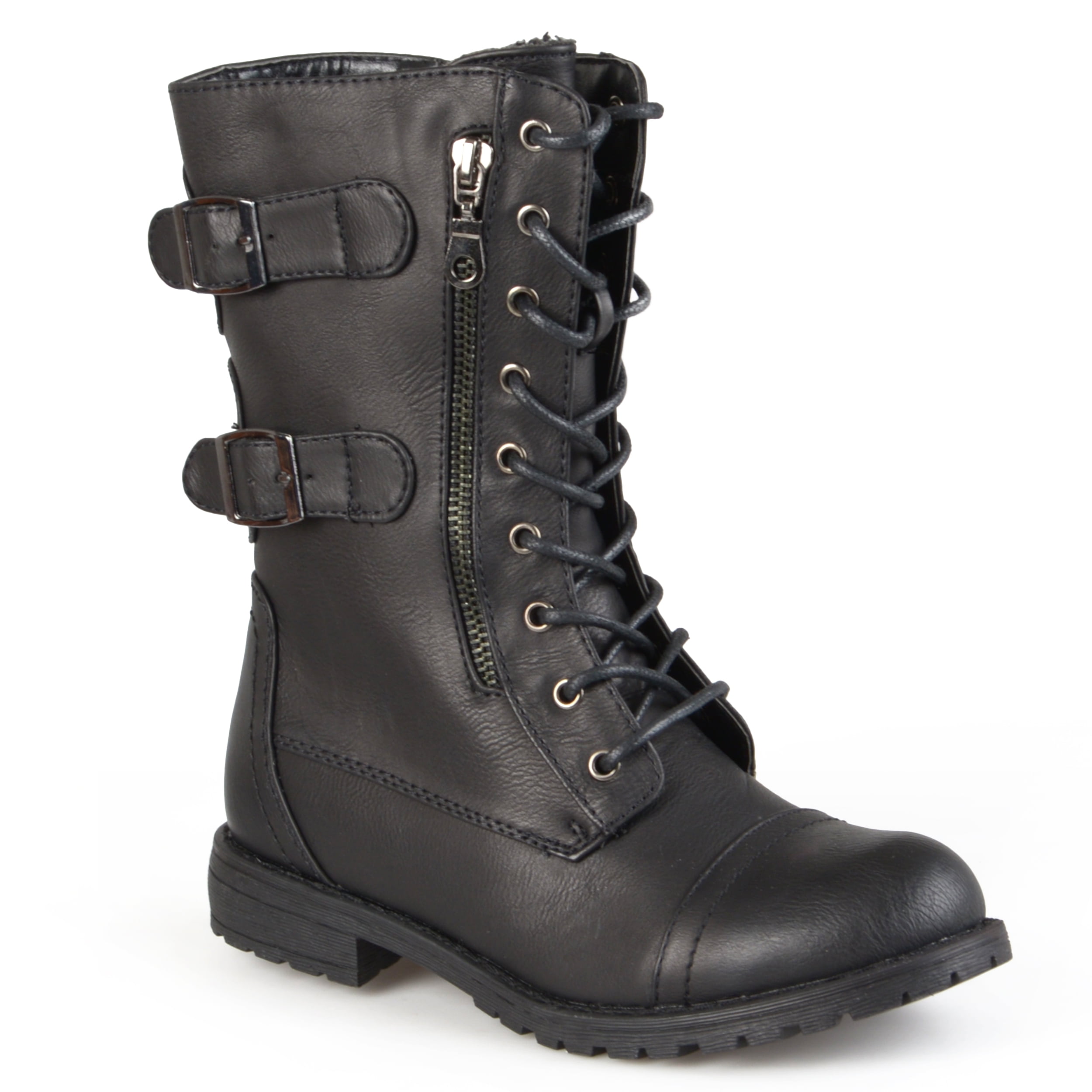 Brinley Co. Women's Buckle Detail Laceup Boots