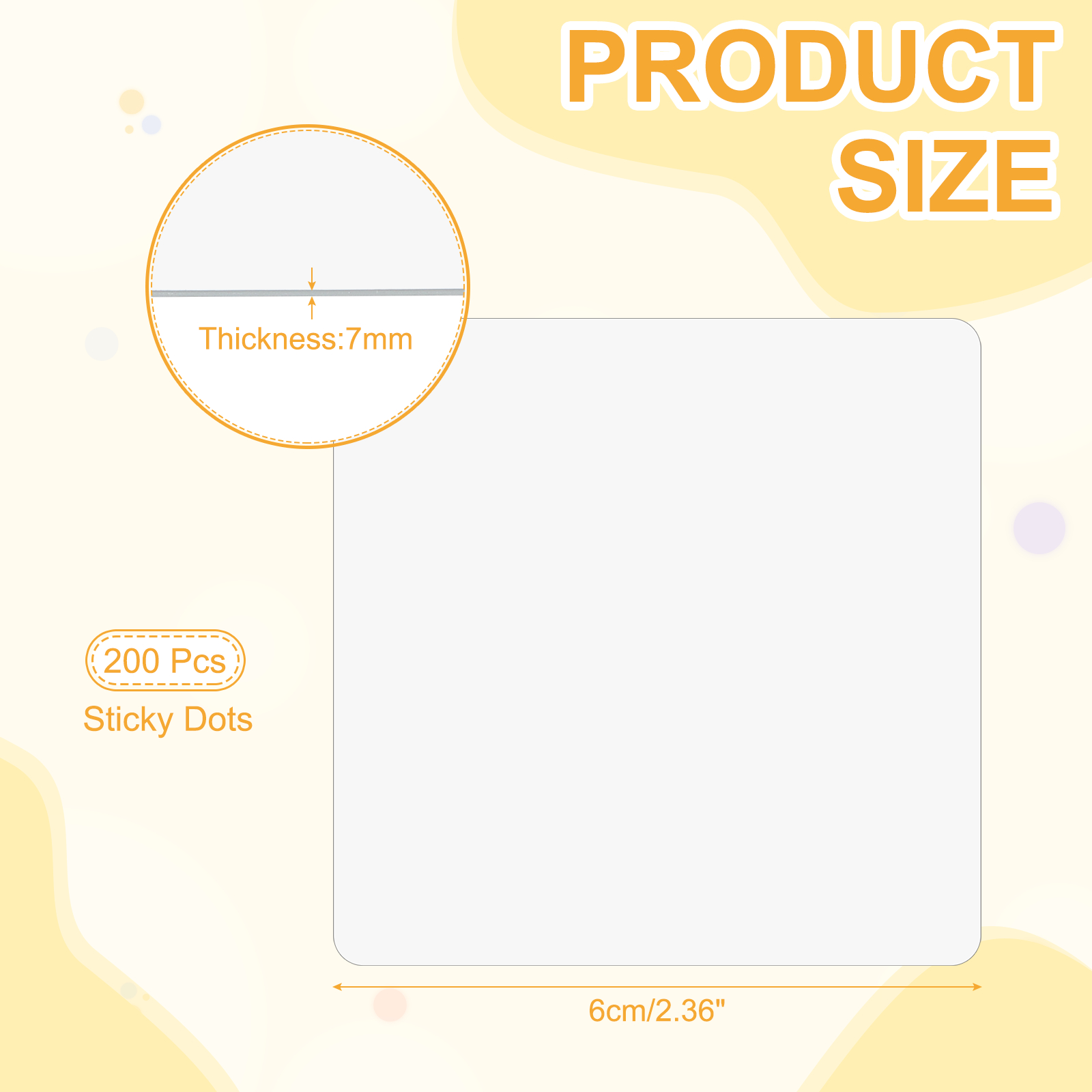 200pcs Double Sided Tape Sticky Dot Stickers, 2.36" Clear Removable Adhesive Sticky Tack Round Mounting Putty Poster Tacky Putty for Festival Decoration Picture
