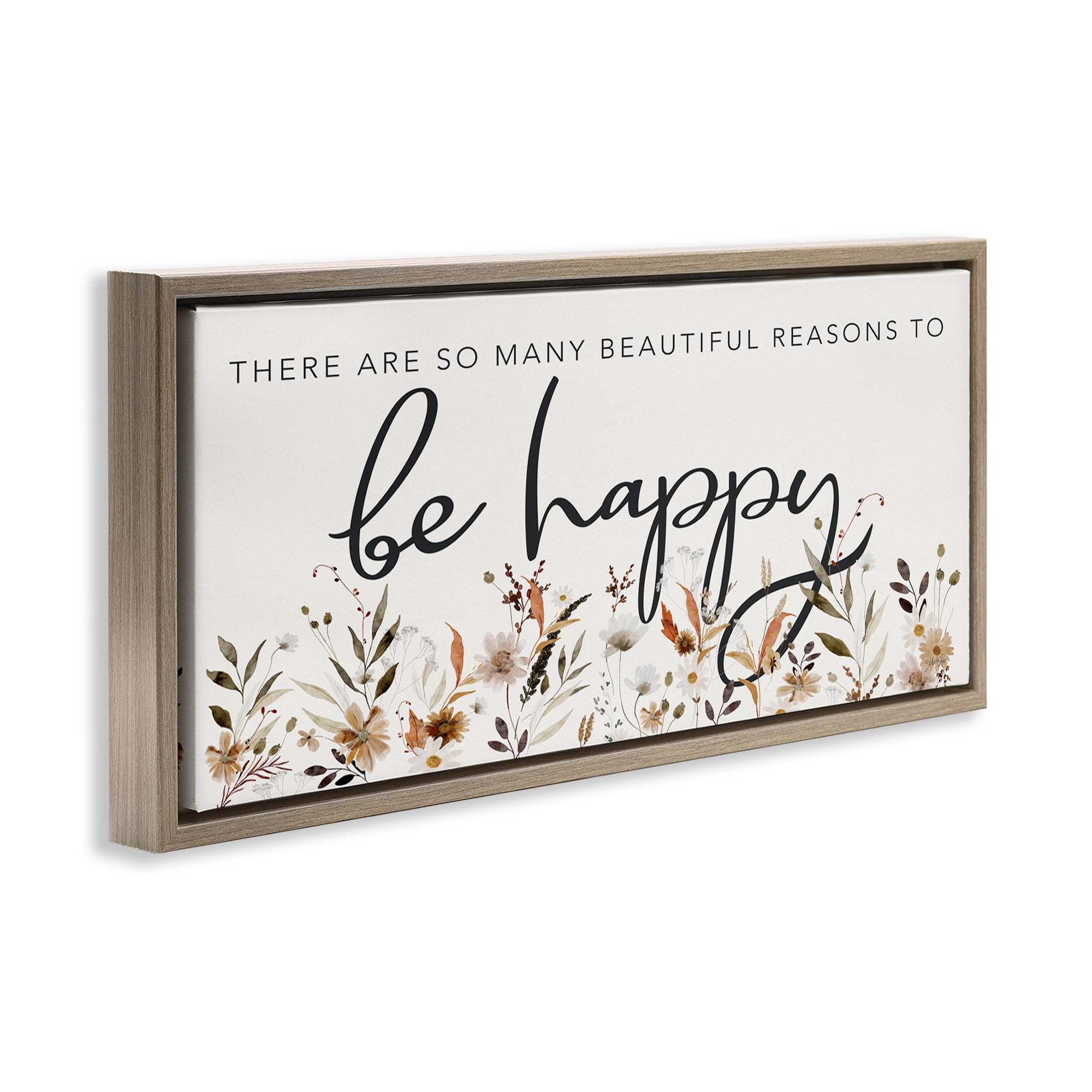 Stupell Industries Beautiful Reasons Sentiment Plants & Flowers Painting Brown Floater Framed Canvas Art Print Wall Art, 31 x 14