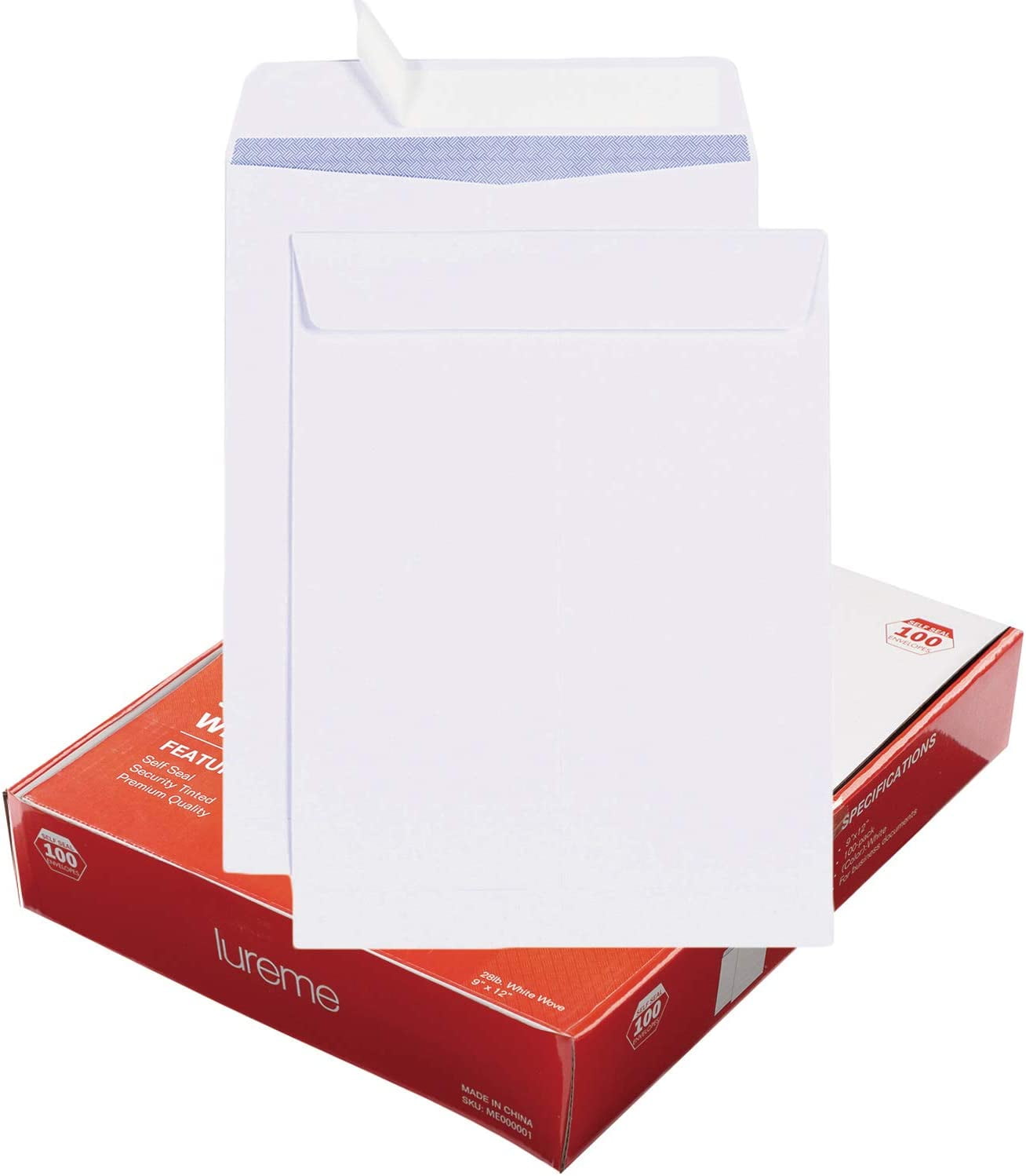 100 9 x 12 Self Seal Security White Catalog Envelopes, Ultra Strong