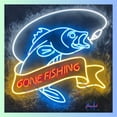 thumbnail image 3 of Shinelab Gone Fishing Neon Sign, Fishing Rod Led Light, Fishing Club Room Wall Art Light Decor 2735, 3 of 5