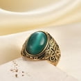 thumbnail image 2 of Retro Large Tiger Eye Stone Turquoise Wedding Ring For Men Classical Gothic Stainless Steel Rings, 2 of 4