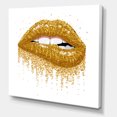 thumbnail image 3 of Designart ' Girl Lips With Glitter Gold Sparkles ' Modern Canvas Wall Art Print, 3 of 4