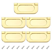 Uxcell Flush Ring Pull Low Profile Drawer Pull Zinc Alloy Flip Drawer Handle with Screws for Furniture Closets Dressers Gold