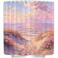 thumbnail image 2 of Beach Shower Curtain, Pink Oil Painting Ocean Sky Summer Hawaiian Coastal Seagull Beachy Nature Landscape Scenery Seaside Fabric Polyester Waterproof Bath Shower Curtains Decor with Hook, 2 of 4
