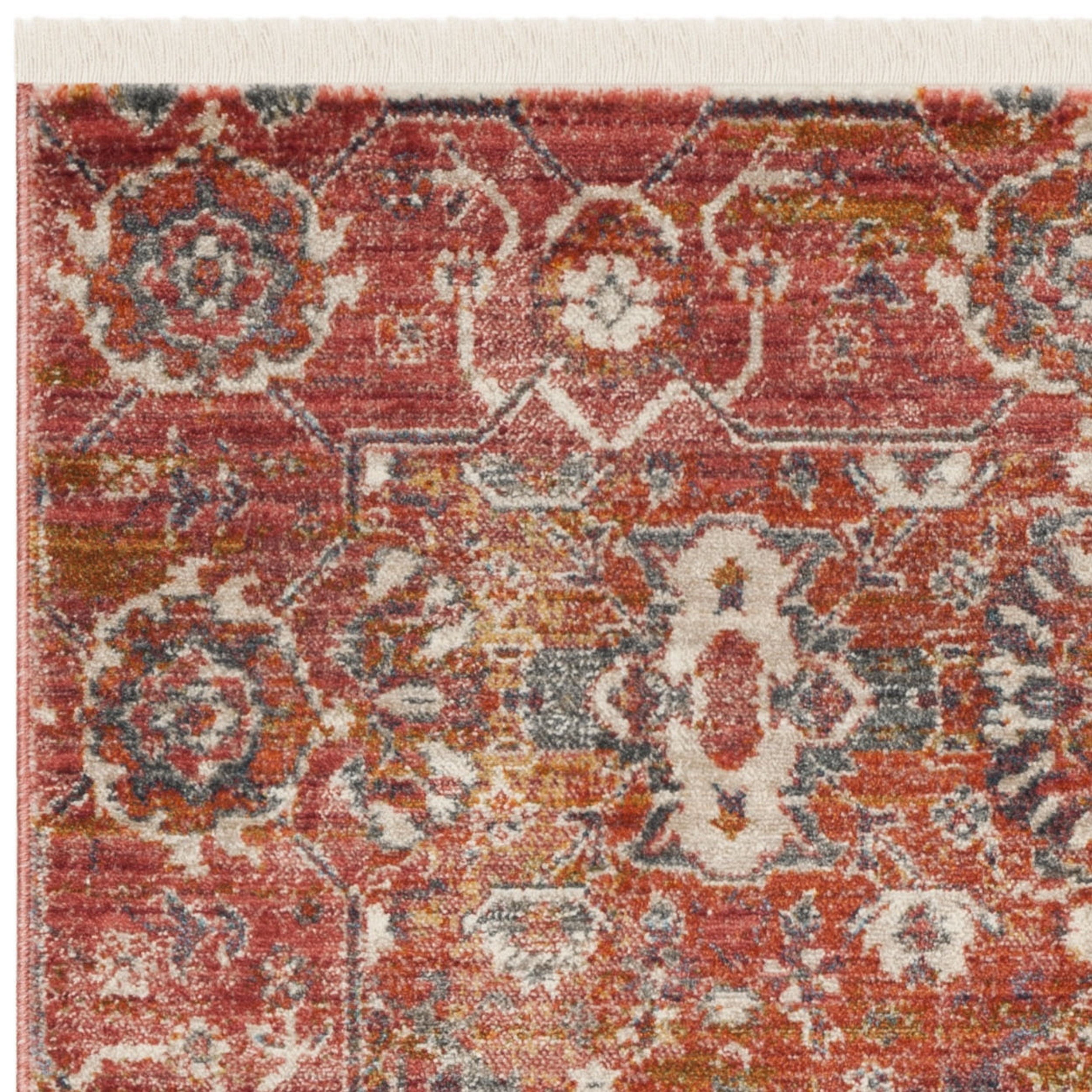 SAFAVIEH Vintage Persian Proinsias Geometric Polyester Area Rug, Red/Orange, 8' x 10'