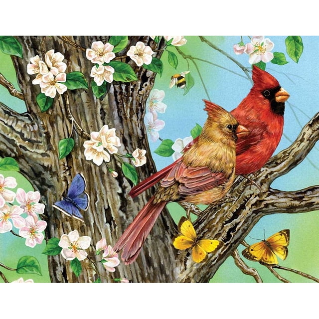 Taladro de pintura de diamante (DE5231) mosaico de decoración del hogar redondo completo DIY (B3353 pájaros del árbol) 30x40cm FLhrweasw Nuevo