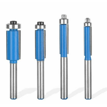 4Pcs 1/4 Inch Flush Trim Router Bit with Bearing, Shank Industrial Grade Template Pattern, Woodworking Milling Cutter Tools 1/4" 5/16" 3/8" 1/2" Gseagtia