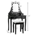 thumbnail image 3 of Costway Vanity Dressing Table Set w/ 10 Dimmable Bulbs Touch Switch Cushion Stool Black, 3 of 10