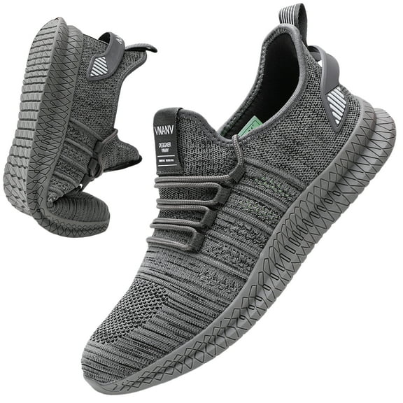 Mens Non Slip Walking Sneakers Lightweight Breathable Slip on Running Shoes Athletic Gym Tennis Shoes