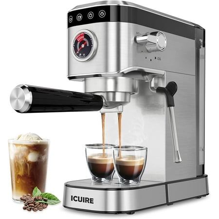 

ICUIRE Espresso Machine 20 Bar Compact Espresso Coffee Machine with Milk Frother Digital Touch Panel 37 Oz Removable Water Tank for Espresso Make