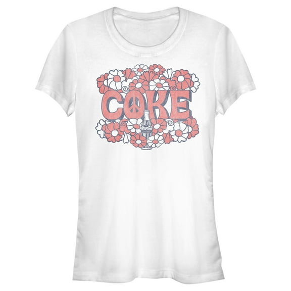 Junior's Coca Cola Unity Floral Logo Graphic Tee White 2X Large