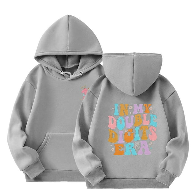 Double Digits Birthday Hooded Sports Jacket Athletic Pullover Sweatshirt With Pocket For Girls