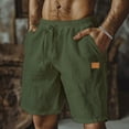 thumbnail image 2 of Men's Functional Outdoor Work Shorts, Multi-Pocket Cargo Shorts with Elastic Waist & Reinforced Belt Loops ,Army Green L, 2 of 4