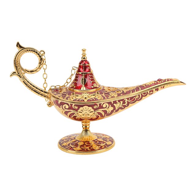 Lámpara Magic Genie de aleación de Zinc rojo, antioxidante, patrón en relieve indecolorable, lámpara Aladin de estilo europeo para decoración del hogar