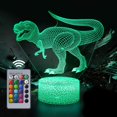 thumbnail image 1 of Lámpara de dinosaurio, luz nocturna 3D de dinosaurio para niños, 16 colores, control táctil inteligente y remoto, luz nocturna LED regulable para dormitorio, juguetes y regalos de cumpleaños para niño, 1 of 5