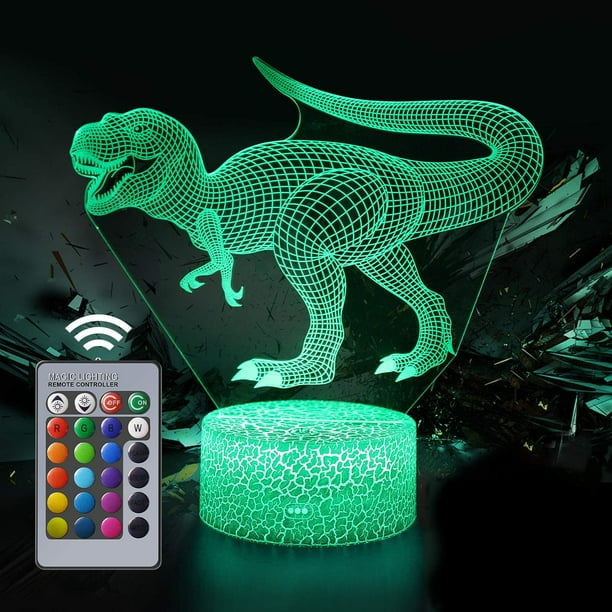 Lámpara de dinosaurio, luz nocturna 3D de dinosaurio para niños, 16 colores, control táctil inteligente y remoto, luz nocturna LED regulable para dormitorio, juguetes y regalos de cumpleaños para niño