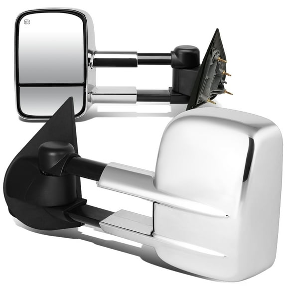 DNA Motoring TWM-020-T111-CH For 2014-2020 Silverado / Sierra GMT K2XX Pair of Chrome Powered   Heated Glass   Manual Extenable Side Towing Mirrors 15 16