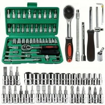 46 Pieces 1/4 inch Drive Socket Ratchet Wrench Set, with Bit Socket Set Metric and Extension Bar for Auto Repairing and Household with Storage Case