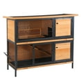 thumbnail image 2 of PawHut 2-Story Rabbit Cage with Ramp Feeding Trough Asphalt Roof Slide Out Tray, 2 of 9