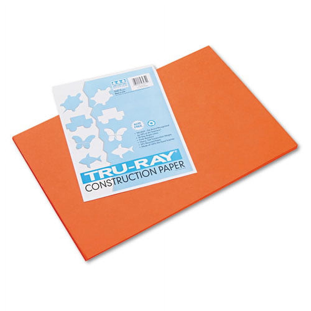 Tru-Ray Construction Paper, 76lb, 12 X 18, Orange, 50/pack | Bundle of 5 Packs