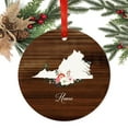 thumbnail image 2 of US State Round Metal Christmas Ornament, Rustic Wood with Florals Home, Virginia, Includes Ribbon and Gift Bag, 2 of 2