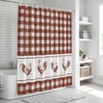 thumbnail image 6 of Farmhouse Orange Plaid Shower Curtain, Waterproof Shower Curtains for Bathroom, Vintage Country Cock Checkered Washable Fabric Bathtub Curtain Set Bath Decor with 12 Hooks 72"x78", 6 of 8