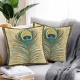 thumbnail image 2 of Waterproof Throw Pillow Covers Set of 2, 26x26 Inch Retro Peacock Feathers Decorative Pillowcases Outdoor Pillow Slip Cushion Covers Set for Couch Tent Vintage Abstract Art, 2 of 7