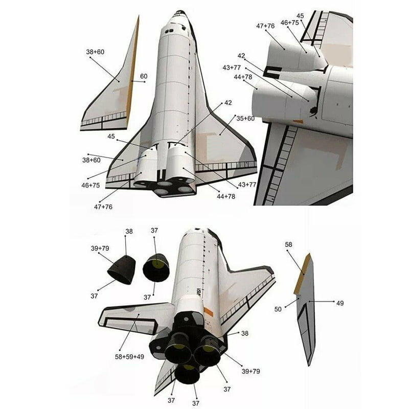 Space Shuttle Paper Model Glossy Coated Paper Model for Kids Adult Gifts 
