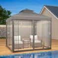 thumbnail image 2 of EAGLE PEAK 8' x 8' Outdoor Patio Gazebo, Steel Metal Gazebo With Soft Top Double Roof Canopy with Netting, Gray, 2 of 9
