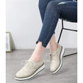 thumbnail image 3 of Women's Platform Lace-Up Wingtips Square Toe Oxfords Shoe, 3 of 7