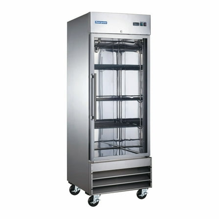29 in. 23 cu. ft. Frost Free Defrost Upright Freezer Reach-In Stainless Steel Single Glass Door