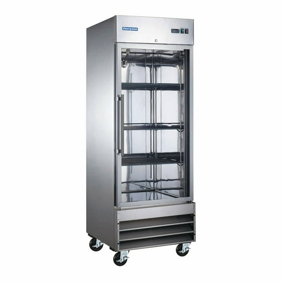 29 in. 23 cu. ft. Frost Free Defrost Upright Freezer Reach-In Stainless Steel Single Glass Door