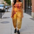 thumbnail image 4 of Iaqnaocc Jumpsuits For Women Plus Size Boho Starry Sky Sleeveless Jumpsuits Rompers Casual Adjustable Strap Overalls Jumpsuits Fashion Overalls Saffron 2XL, 4 of 5