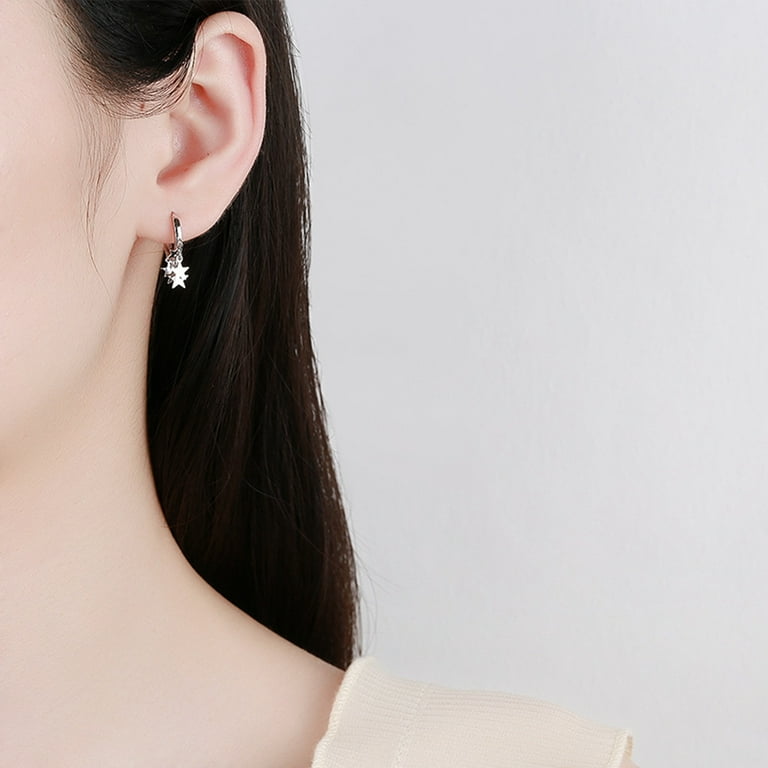 SWEETV 925 Sterling Silver Hoop Earrings For Women Girls Sliver Huggie  Textured