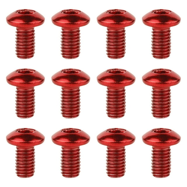 Almencla 12 Pieces Bike Brake Disc Bolts Riding Replacement Outdoor Brake Disc Screws Red