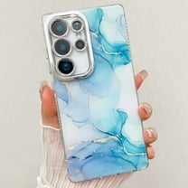 Marble Pattern Case for Samsung Galaxy S24 Ultra Sparkle Glitter Plating Camera Frame Design, Ultra Slim Shockproof Protective TPU Lightweight Cover Phone Case for Samsung Galaxy S24 Ultra, K