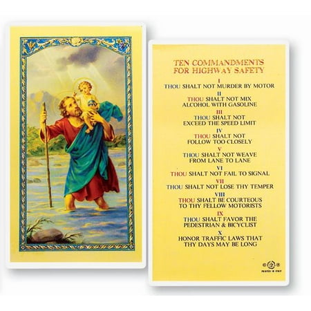 

Saint Christopher Highway Safety Laminated Catholic Prayer Holy Card with Prayer on Back Pack of 25