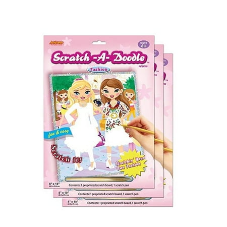 Scratch Art Doodle Pad - ArtLover Scratch-a-Doodles Fashion Kit (Pack of 3)