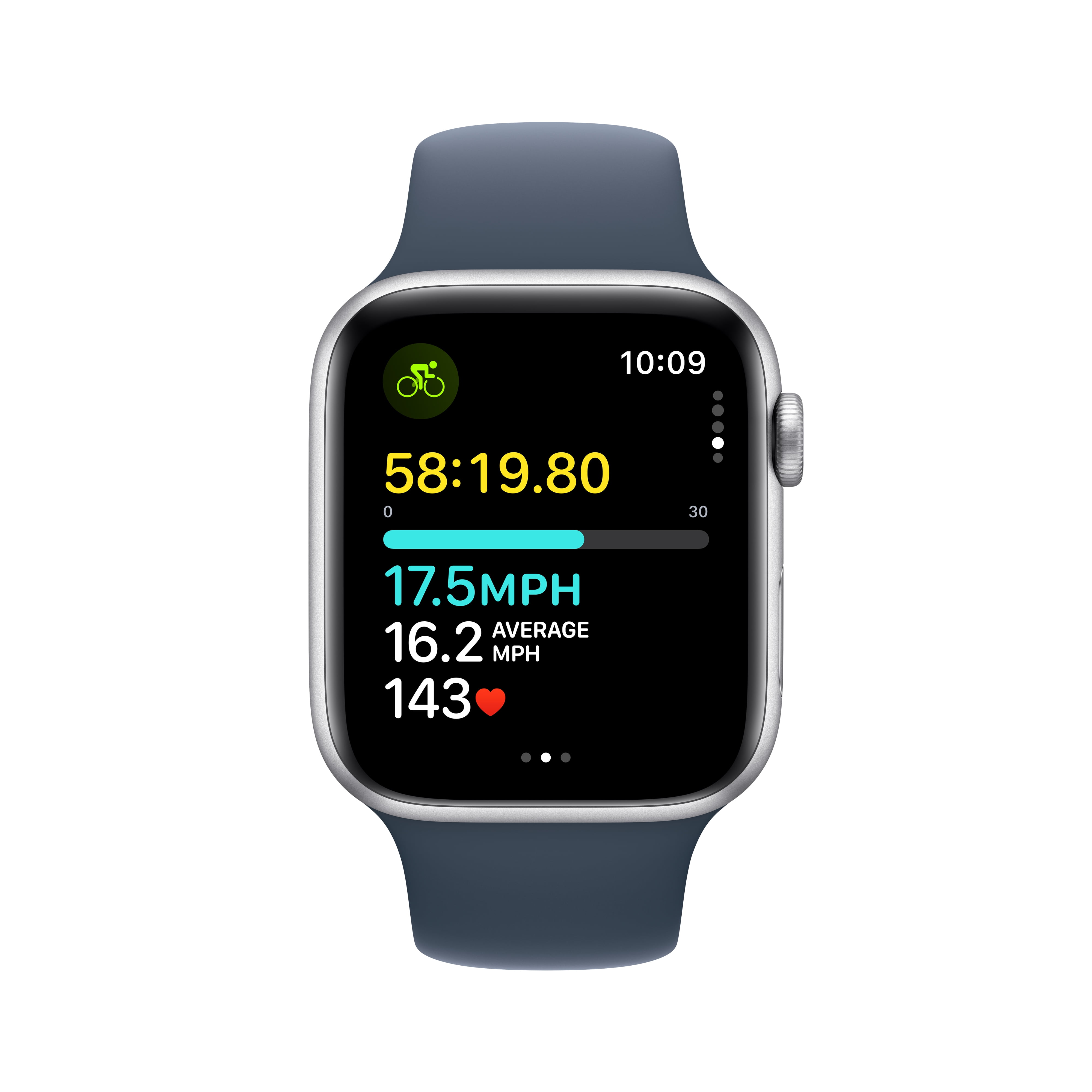 Apple Watch SE (2nd Gen) [GPS + Cellular 44mm] Smartwatch with Silver Aluminum Case and Storm Blue Sport Band - M/L. Fitness & Sleep Tracker, Crash Detection, Heart Rate Monitor