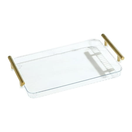 

Acrylic Serving Tray with Handles Rectangular Breakfast Tray Works for Eating Working Storing Used in Bedroom Kitchen Living Room Bathroom Clear