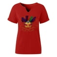 thumbnail image 5 of Craaazy Mardi Gras Shirts for Women Short Sleeve Casual Carnival Printed V-neck T-shirts Gifts, 5 of 6
